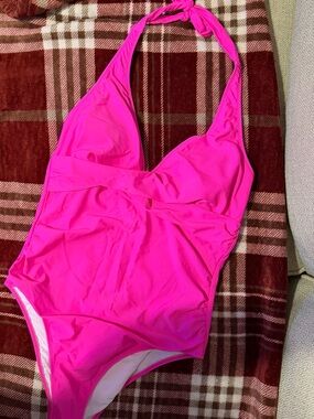Halter One-Piece Swimsuit - Hot Pink